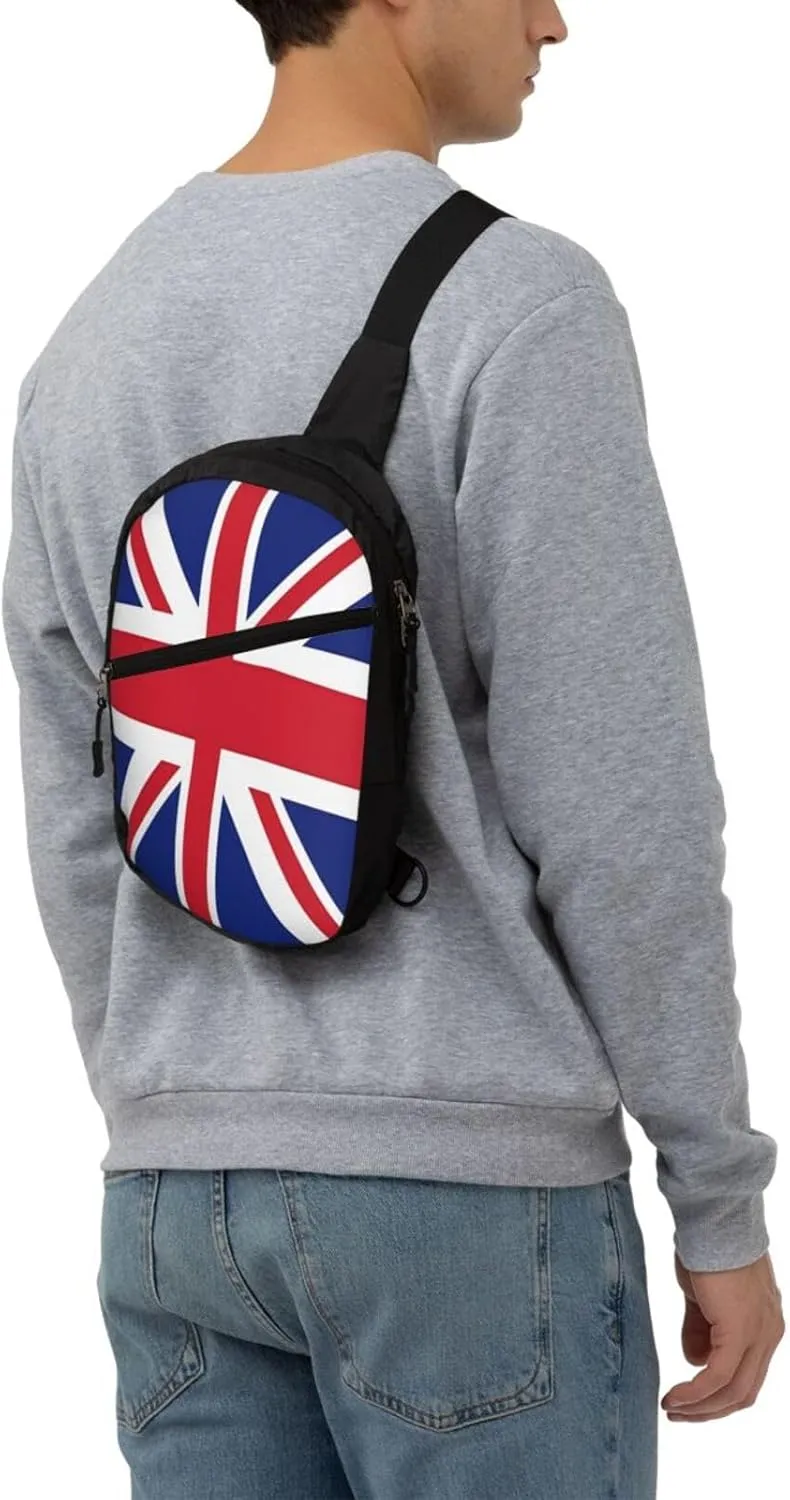 British England UK Union Jack Flag Crossbody Bag Portable Sling Bags Foldable Chest Daypack Reusable Sports Shoulder Backpack Diagonally Casual Rucksack Travel Bag