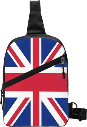 British England UK Union Jack Flag Crossbody Bag Portable Sling Bags Foldable Chest Daypack Reusable Sports Shoulder Backpack Diagonally Casual Rucksack Travel Bag