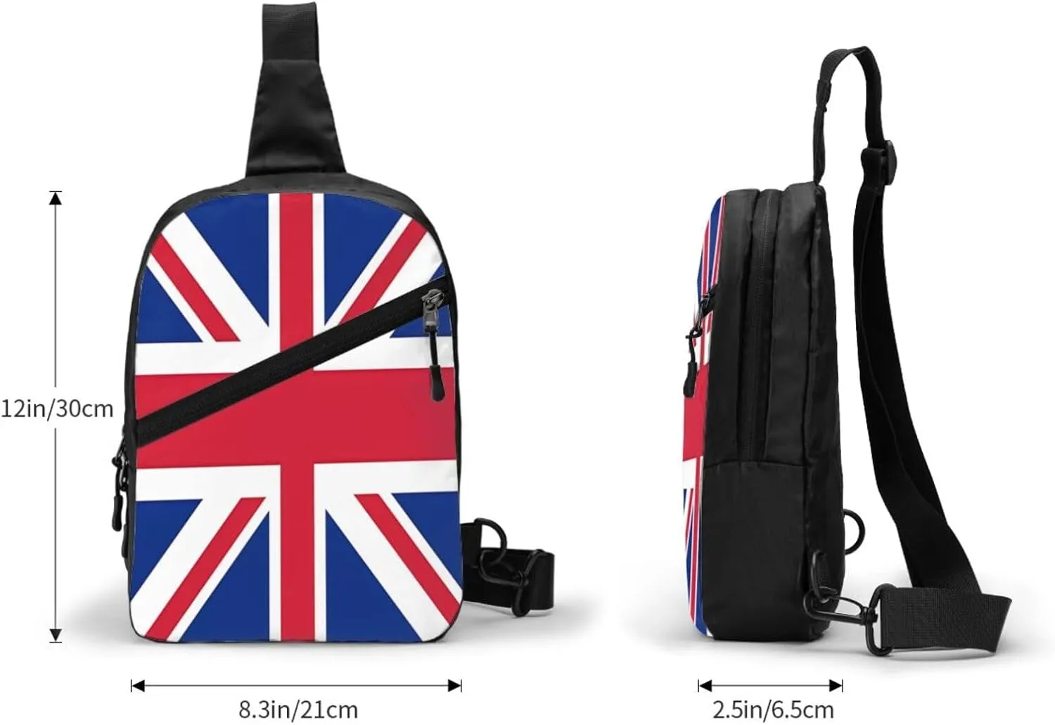 British England UK Union Jack Flag Crossbody Bag Portable Sling Bags Foldable Chest Daypack Reusable Sports Shoulder Backpack Diagonally Casual Rucksack Travel Bag
