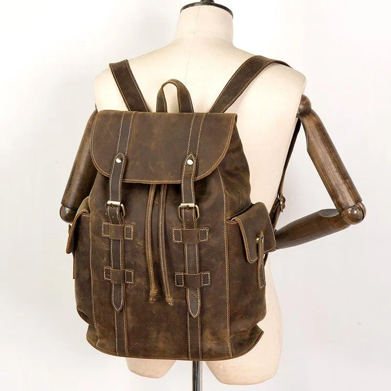 Brown Backpack Leather for Laptop 17.3 Inch