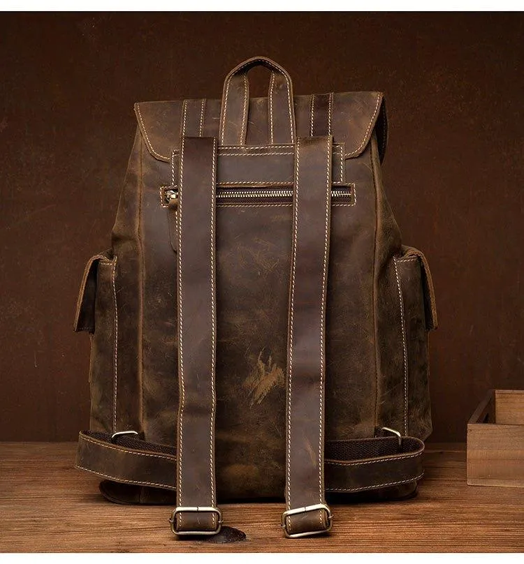 Brown Backpack Leather for Laptop 17.3 Inch
