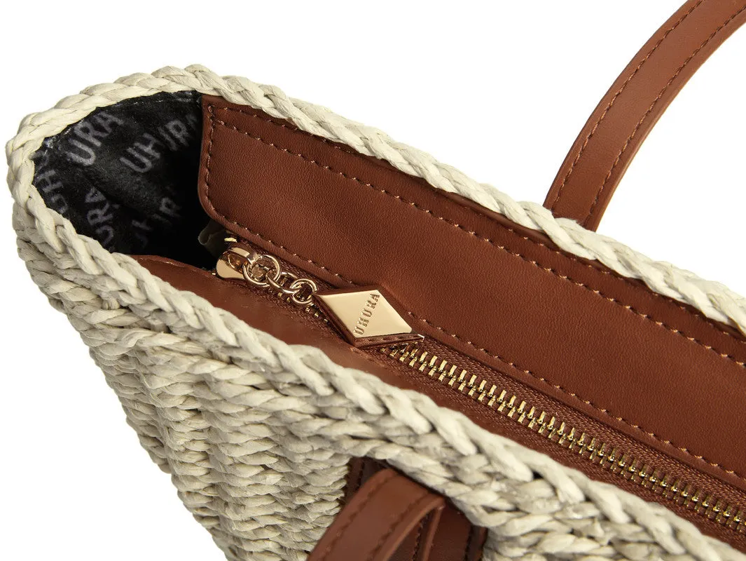 Brown Handmade Woven Straw Tote - Large Summer Beach Bag