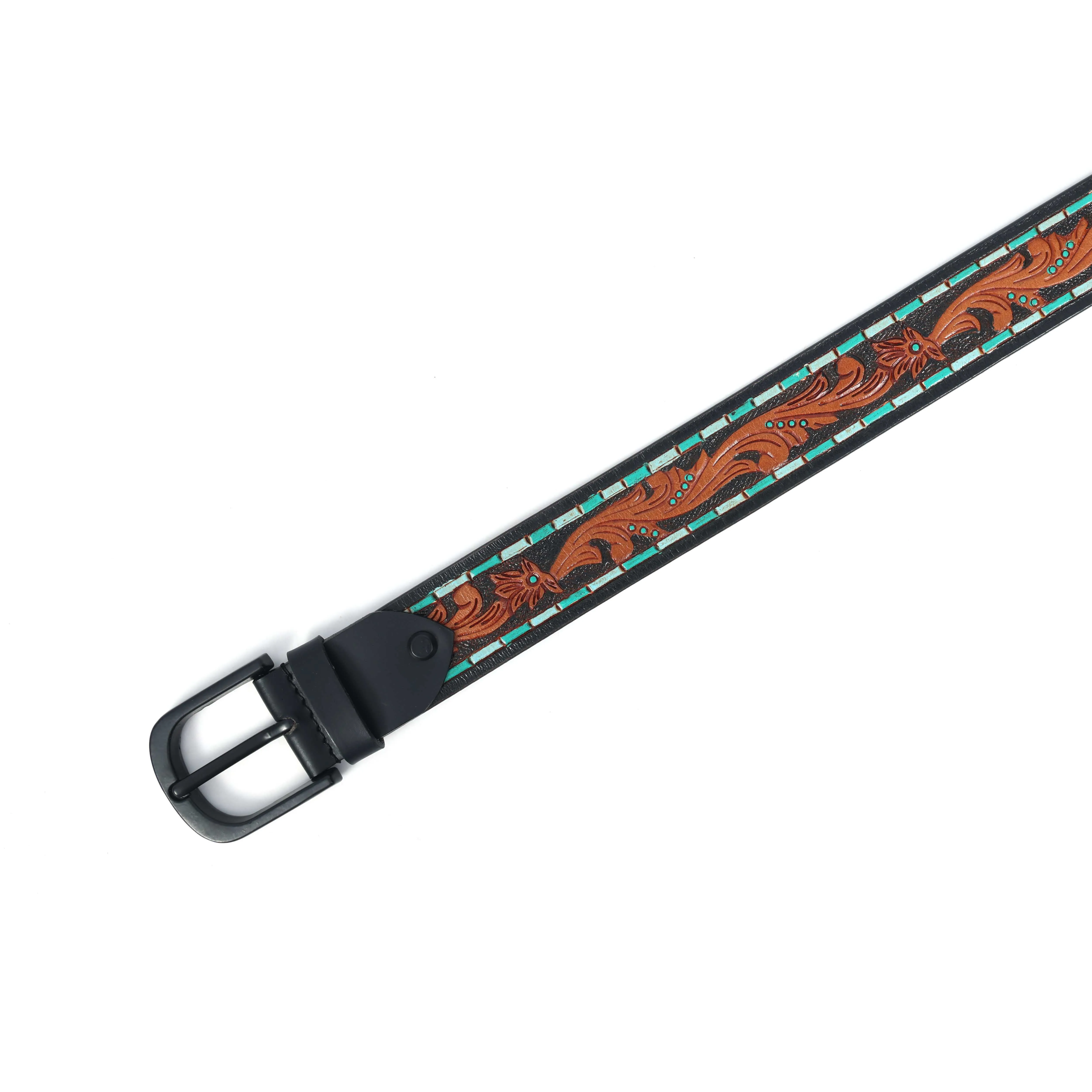 Brown Leather Hand-Carved Stylish Belt for Party Wear – Premium Quality & Unique Design. LB-843