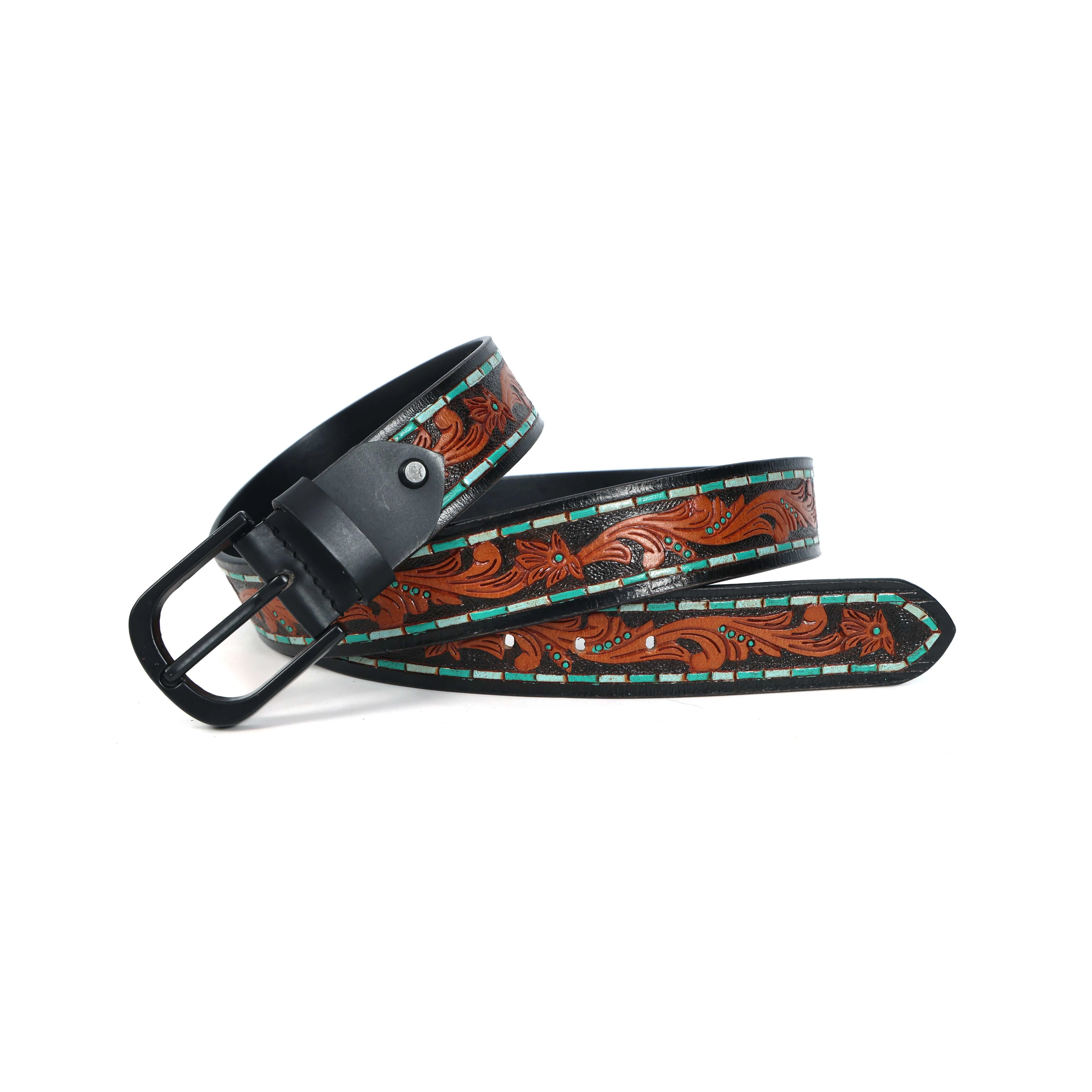 Brown Leather Hand-Carved Stylish Belt for Party Wear – Premium Quality & Unique Design. LB-843