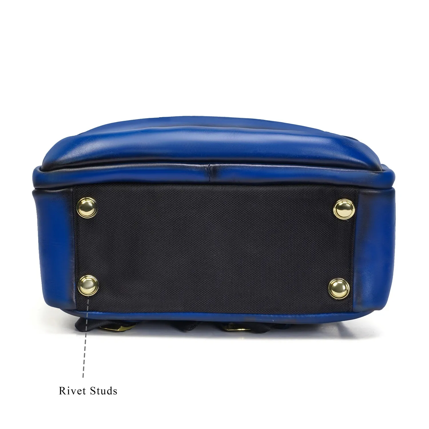 Brune X Bareskin Embossed Lion Blue Leather Backpack