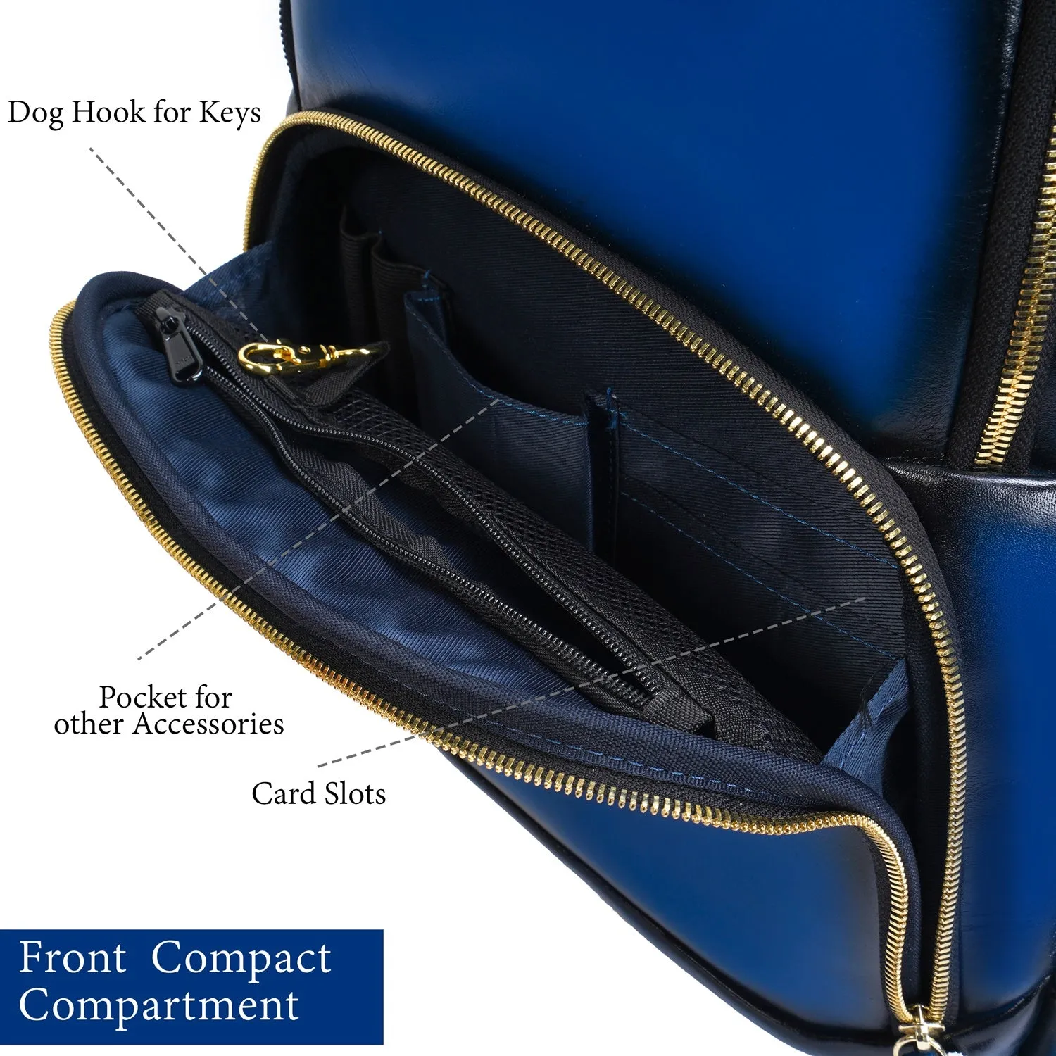 Brune X Bareskin Embossed Lion Blue Leather Backpack