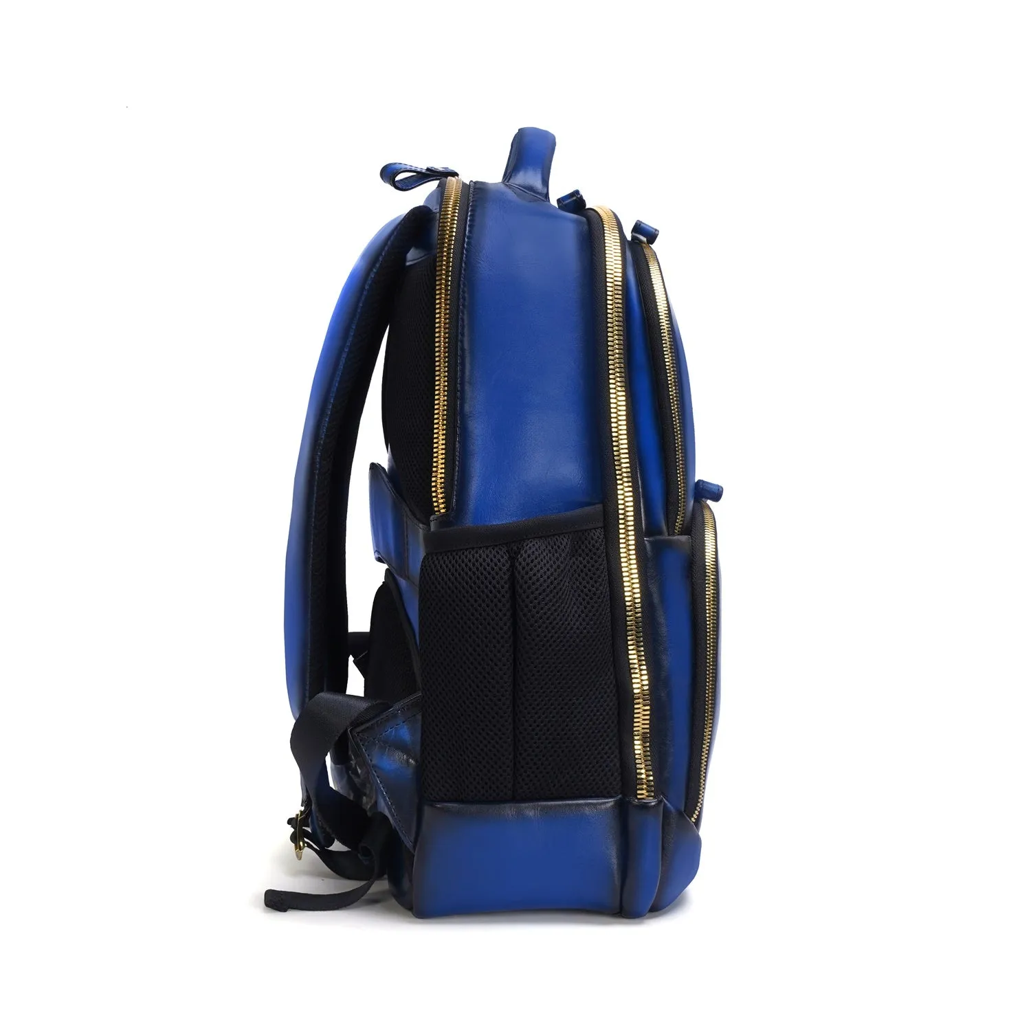 Brune X Bareskin Embossed Lion Blue Leather Backpack