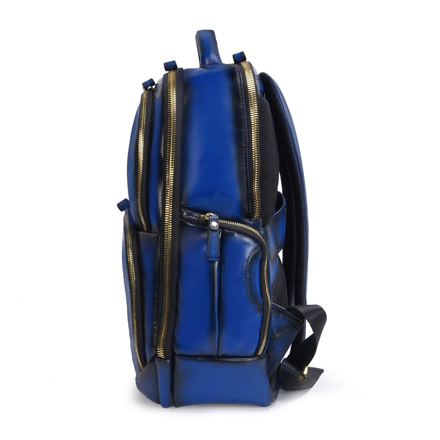 Brune X Bareskin Embossed Lion Blue Leather Backpack