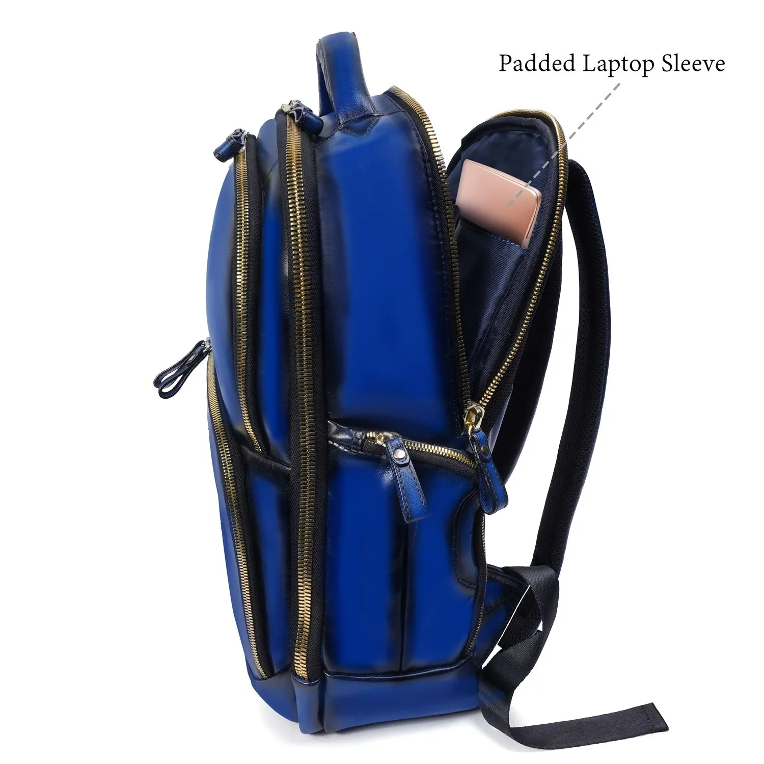 Brune X Bareskin Embossed Lion Blue Leather Backpack