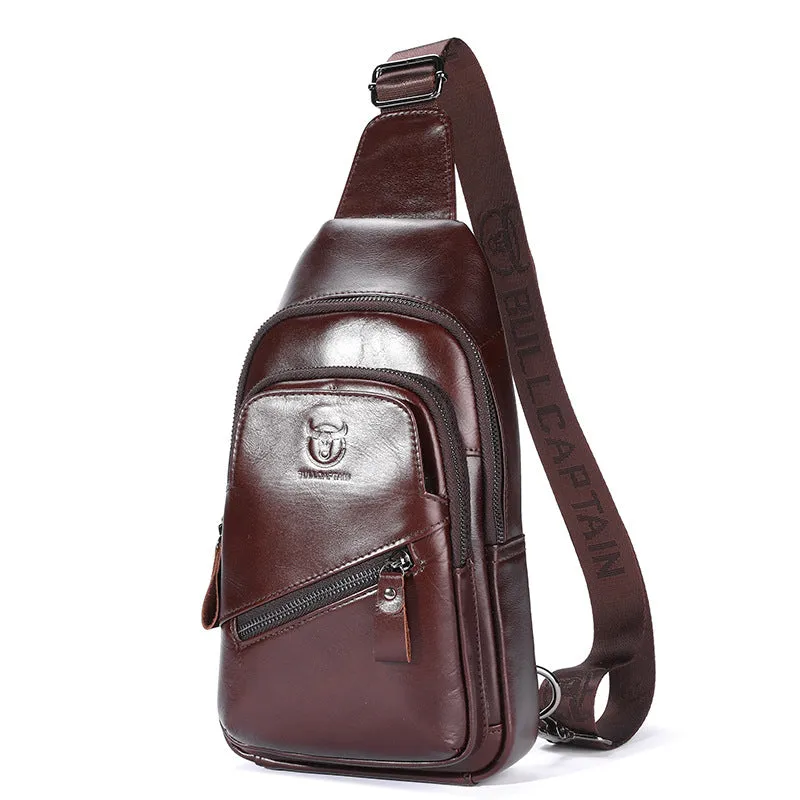 Bull Captain Genuine Leather One First Layer Men's Chest Bags