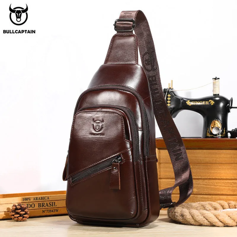 Bull Captain Genuine Leather One First Layer Men's Chest Bags
