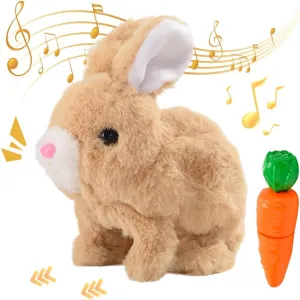 Bunny - My Realistic Bunny Toy, 2025 Upgraded Interactive Realistic Bunny, Realistic Bunny Stuffed Animals Can Walk and Talk, Realistic Bunny Toy Handmade Interactive Bunny Robot (Brown)