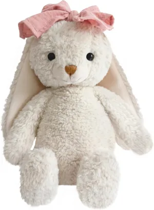 Bunny Stuffed Animal Soft Rabbit Cuddly Toy 10'' Long - Eared Plush Bunny with Pink Bow Plush Toys for Babies and Toddlers
