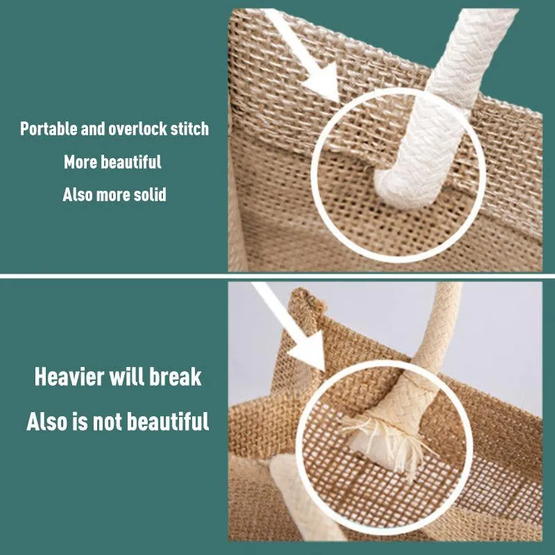 Burlap Tote Bags Blank Jute Beach Shopping Handbag Gift Bags With Handle