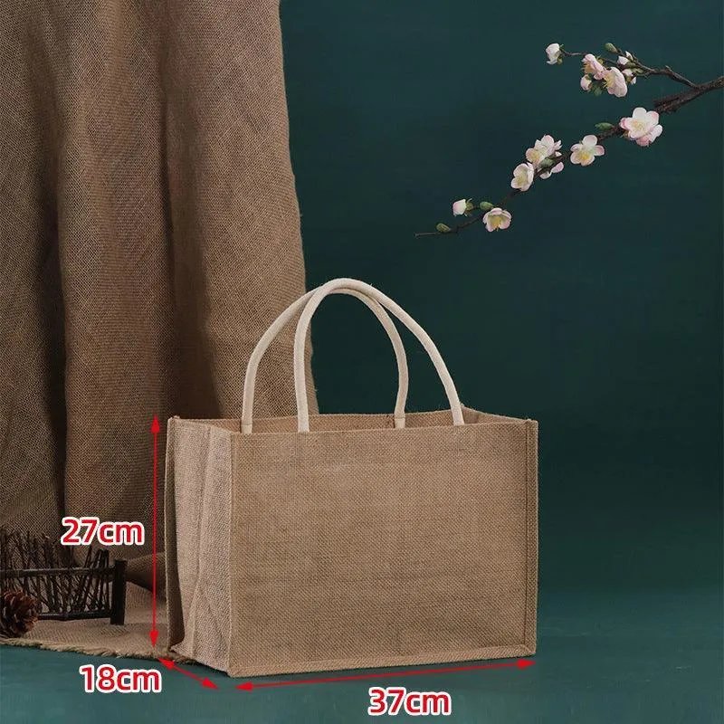 Burlap Tote Bags Blank Jute Beach Shopping Handbag Gift Bags With Handle