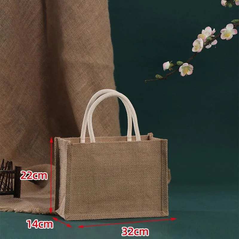 Burlap Tote Bags Blank Jute Beach Shopping Handbag Gift Bags With Handle
