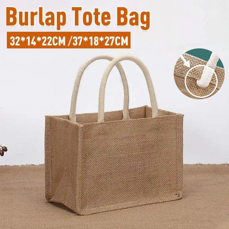 Burlap Tote Bags Blank Jute Beach Shopping Handbag Gift Bags With Handle