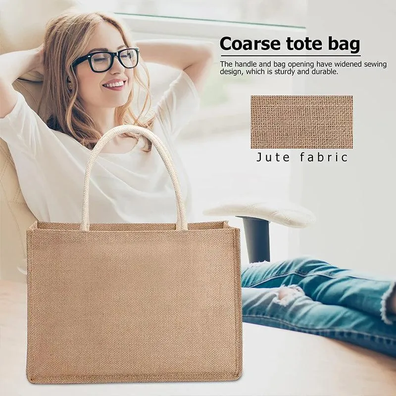 Burlap Tote Bags Blank Jute Beach Shopping Handbag Gift Bags With Handle