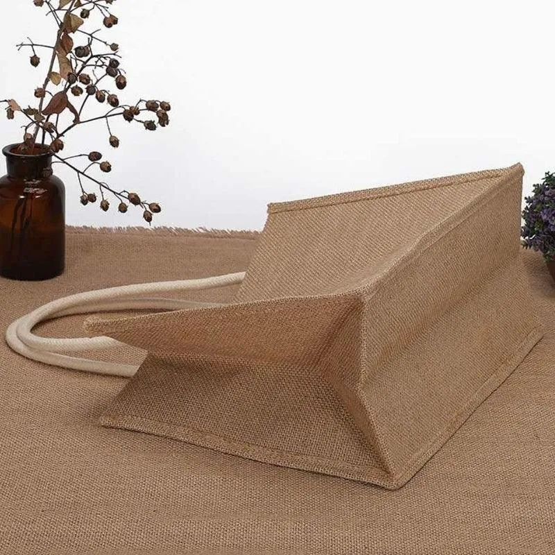 Burlap Tote Bags Blank Jute Beach Shopping Handbag Gift Bags With Handle