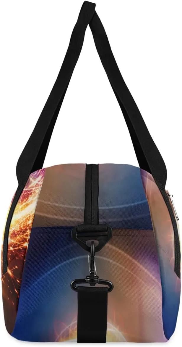 Burning Basketball Sports Ball Custom Name Kids Duffel Bags Personalized Customized Gifts Sports Gym Bag Girls Dance Bag Overnight Weekender Sleepover Carry On Travel Tote Bag for Boys Girls