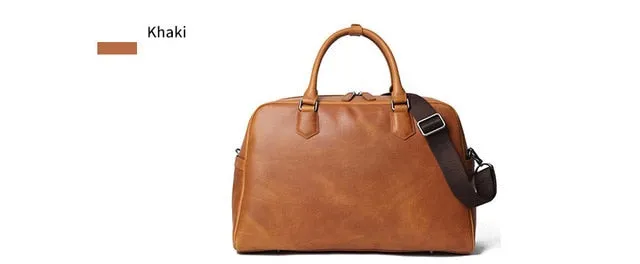 Business Men's Casual Travel Bags Crazy Horse Leather Large Weekend Duffel Bag High Quality Genuine Leather Carry On Luggage Bag