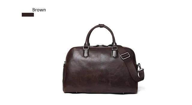 Business Men's Casual Travel Bags Crazy Horse Leather Large Weekend Duffel Bag High Quality Genuine Leather Carry On Luggage Bag