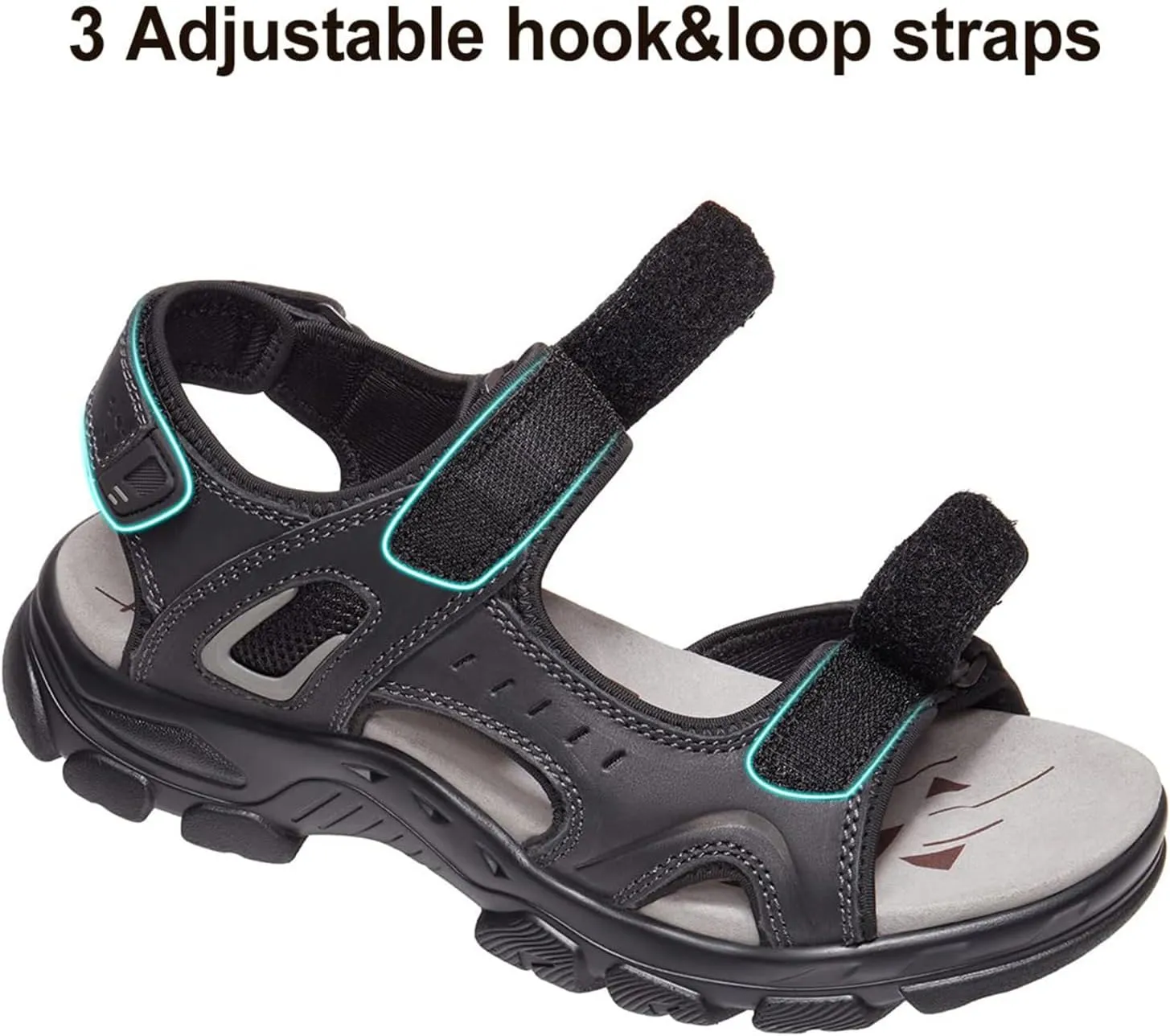 CAMEL CROWN Men's Leather Sandals Hiking Outdoor Water Beach Sports Mens Sandals for Summer with Open Toe Adjustable Straps