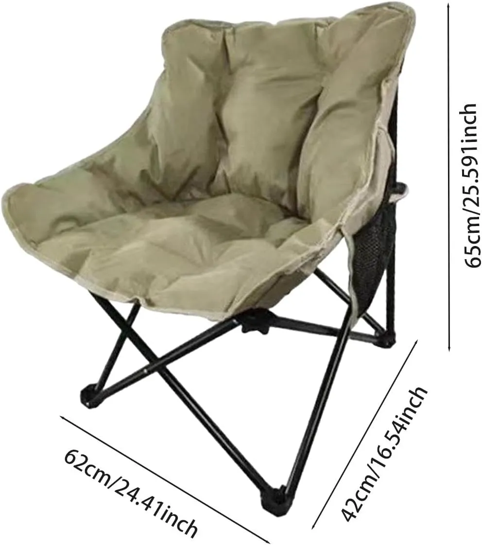 Camping Padded Chair Lounge Chair Moon Leisure Chair Folded Seat for Lawn Camping