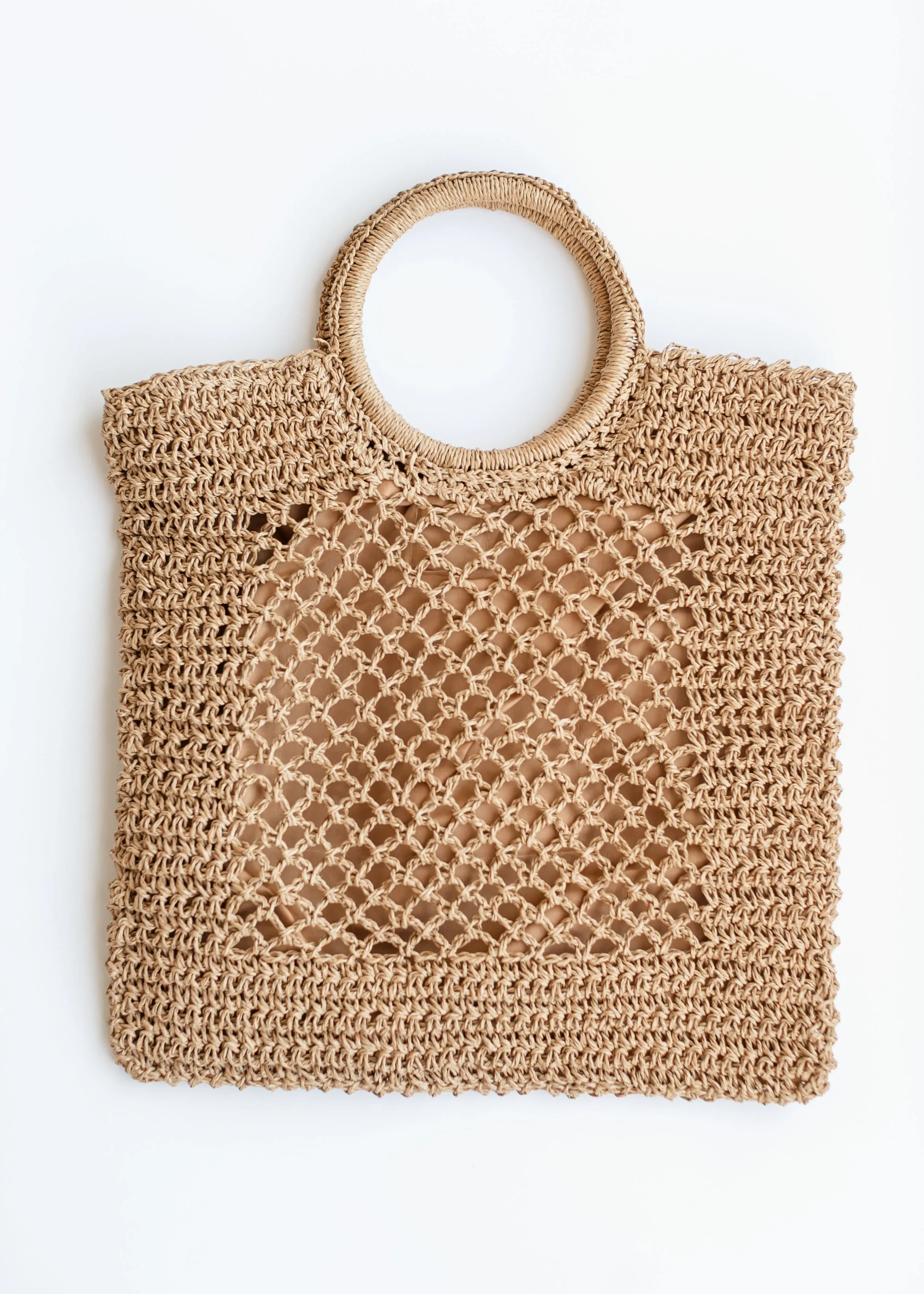 Camren Circle Handle Straw Tote Bag