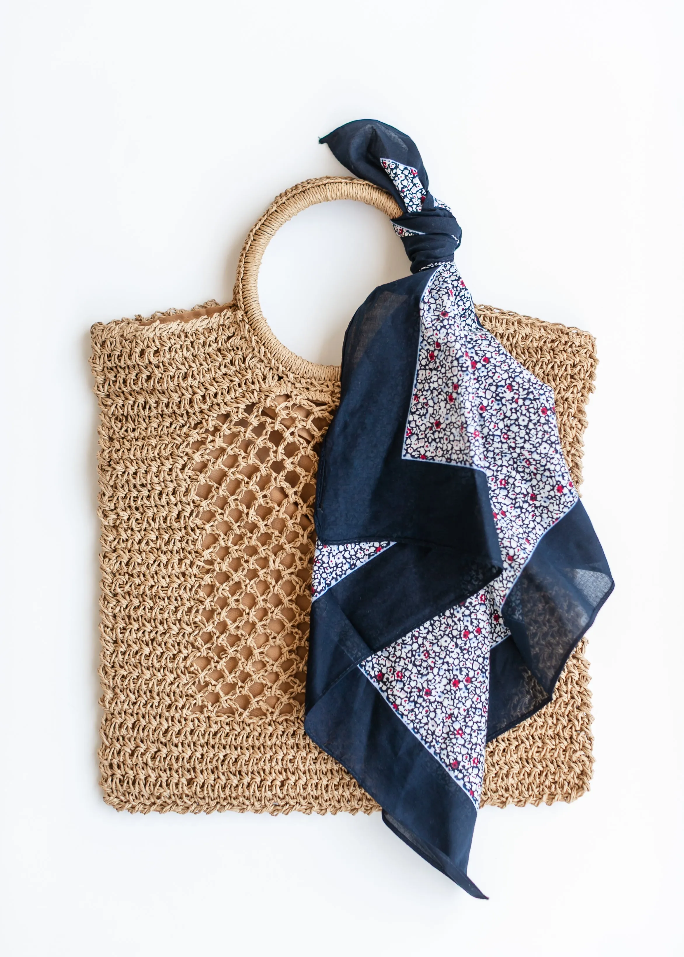 Camren Circle Handle Straw Tote Bag
