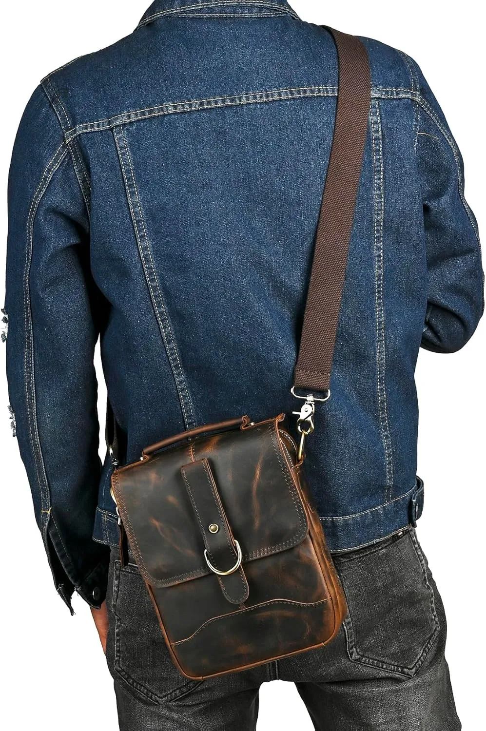 Canvas   Genuine Leather Travel A4 Tote Satchel Messenger Cross-body One Shoulder Bag For Men Male FB144