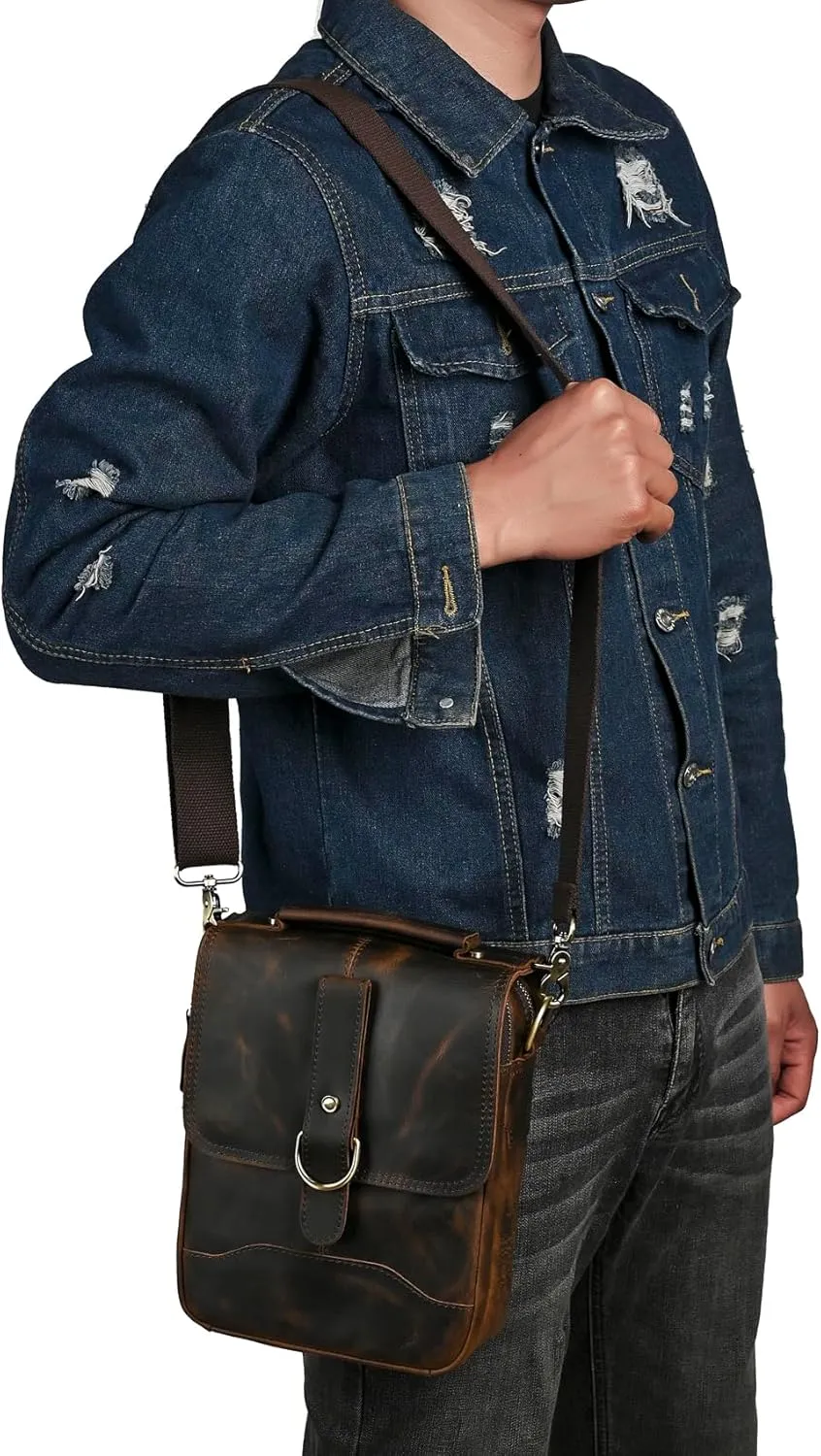 Canvas   Genuine Leather Travel A4 Tote Satchel Messenger Cross-body One Shoulder Bag For Men Male FB144