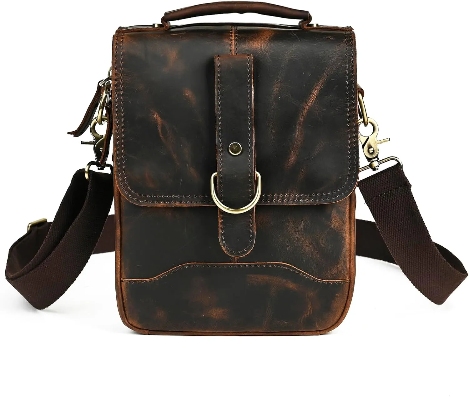 Canvas   Genuine Leather Travel A4 Tote Satchel Messenger Cross-body One Shoulder Bag For Men Male FB144