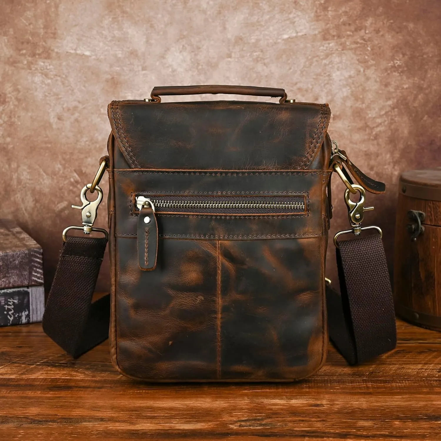 Canvas   Genuine Leather Travel A4 Tote Satchel Messenger Cross-body One Shoulder Bag For Men Male FB144