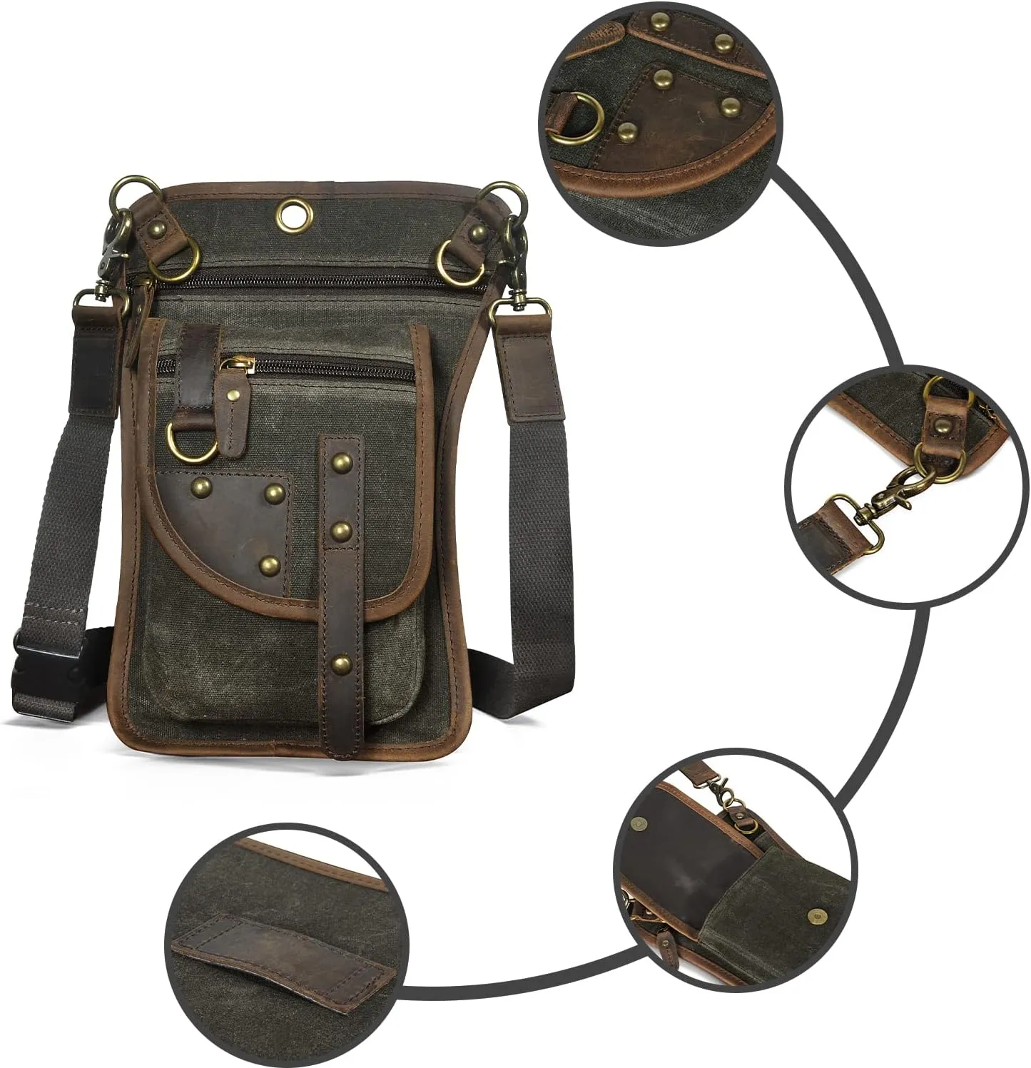Canvas   Leather Motorcycle Travel Fanny Waist Pack Drop Thigh Leg Bag Pouch For Men Women FB2141