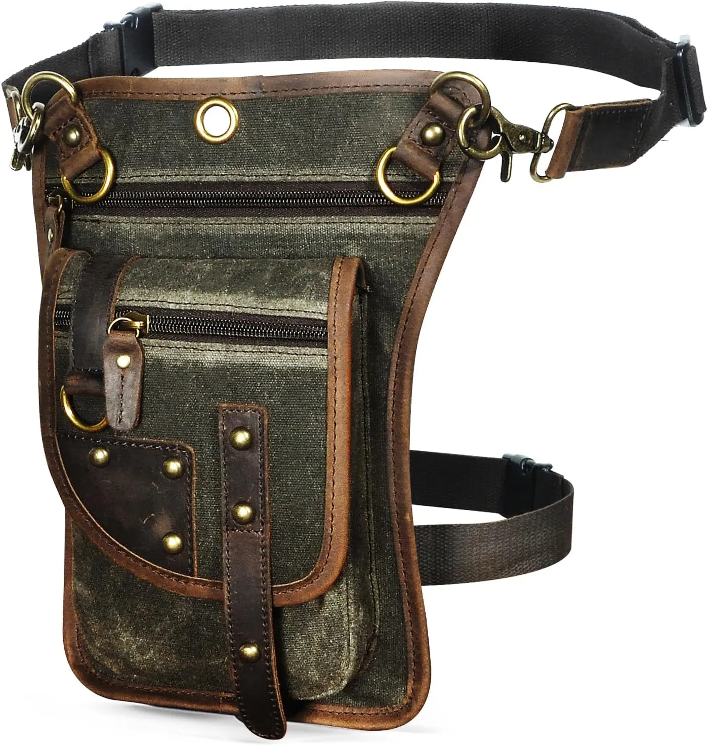 Canvas   Leather Motorcycle Travel Fanny Waist Pack Drop Thigh Leg Bag Pouch For Men Women FB2141