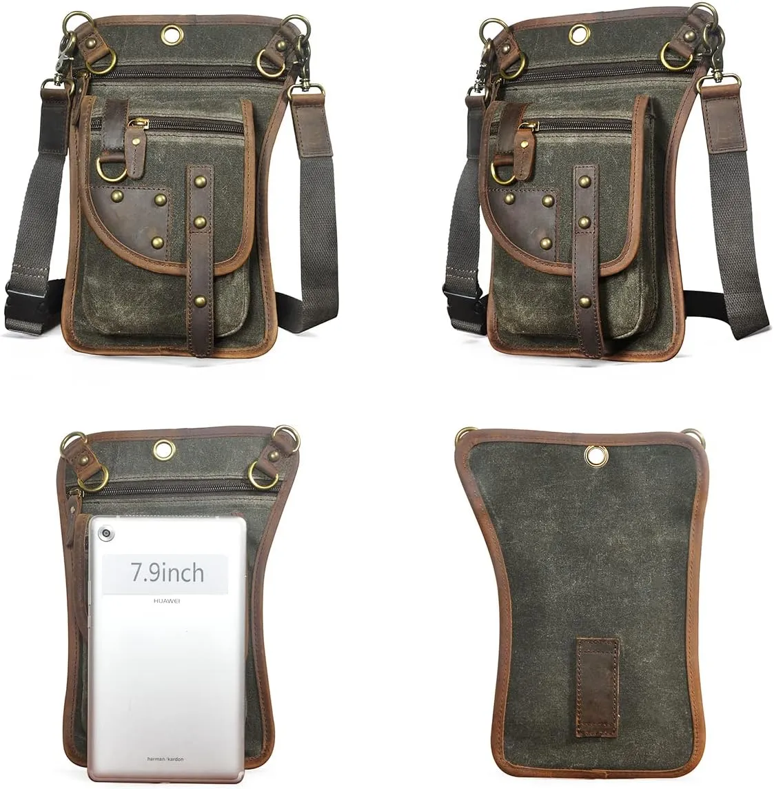 Canvas   Leather Motorcycle Travel Fanny Waist Pack Drop Thigh Leg Bag Pouch For Men Women FB2141
