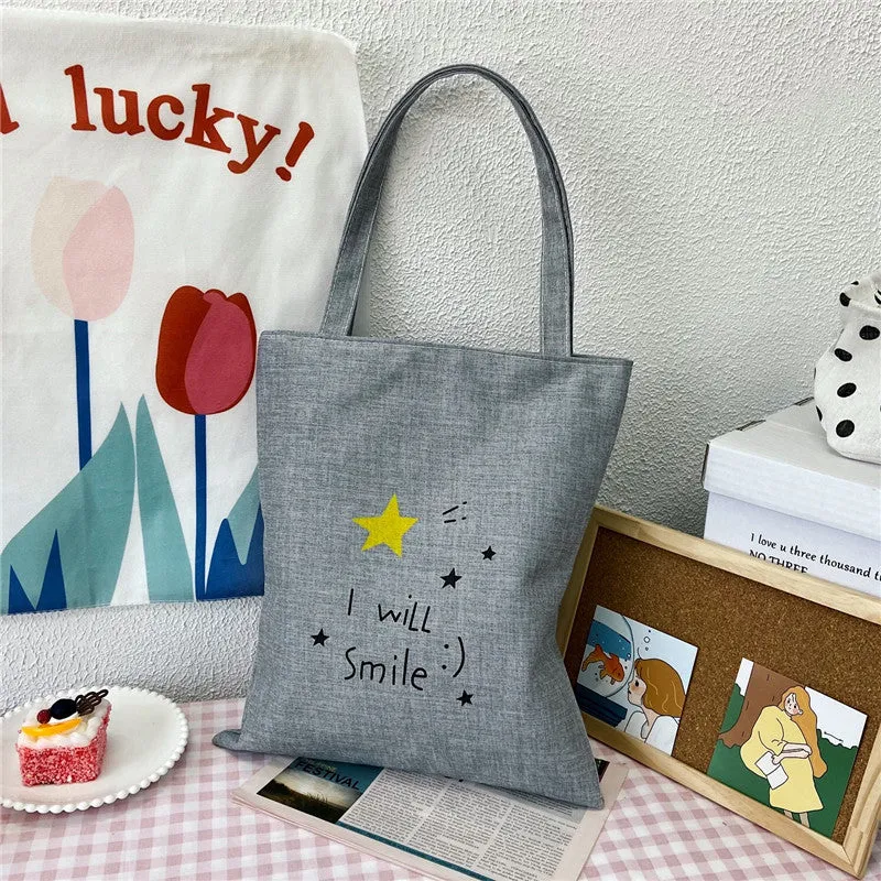 Canvas Printed Simple Fashion Packaging Book Handbags