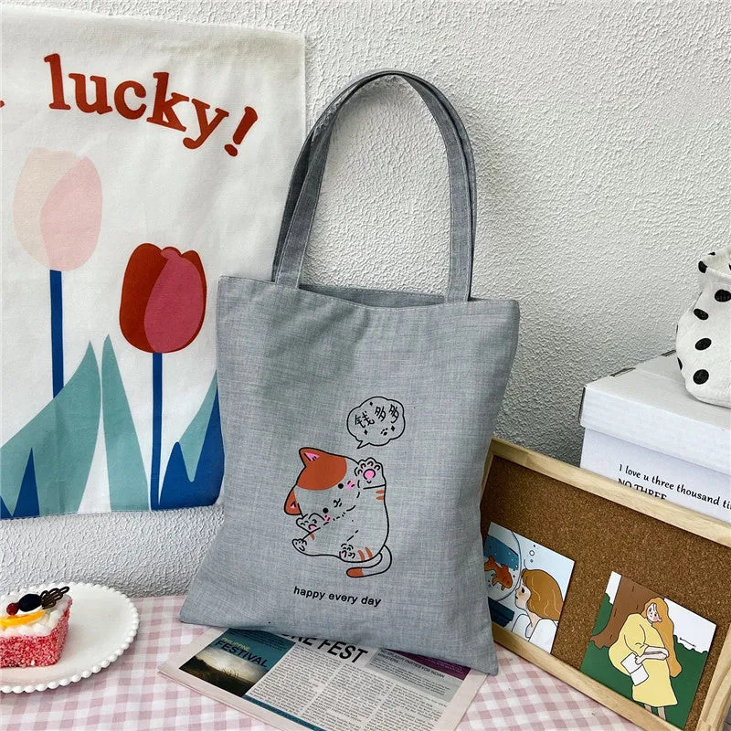 Canvas Printed Simple Fashion Packaging Book Handbags