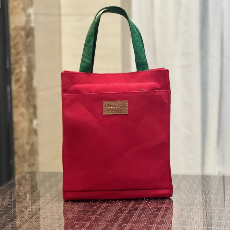 Canvas Solid Color Unisex Simple Lunch Box Handbags
