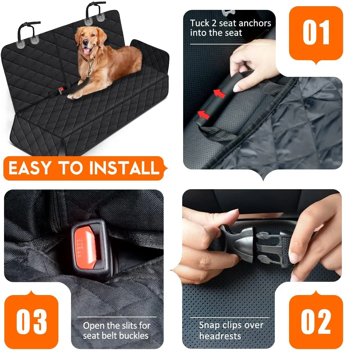 Car Dogs Seat Cars for Car Seat Cover, Reat Most Back Built-in features Suvs - Waterproof Fits for Protector Dog Pet Trucks Seat Seat Seat Bench Armrest Cover, Car Black Cover Cover Non-Slip Middle Offer-ending soon