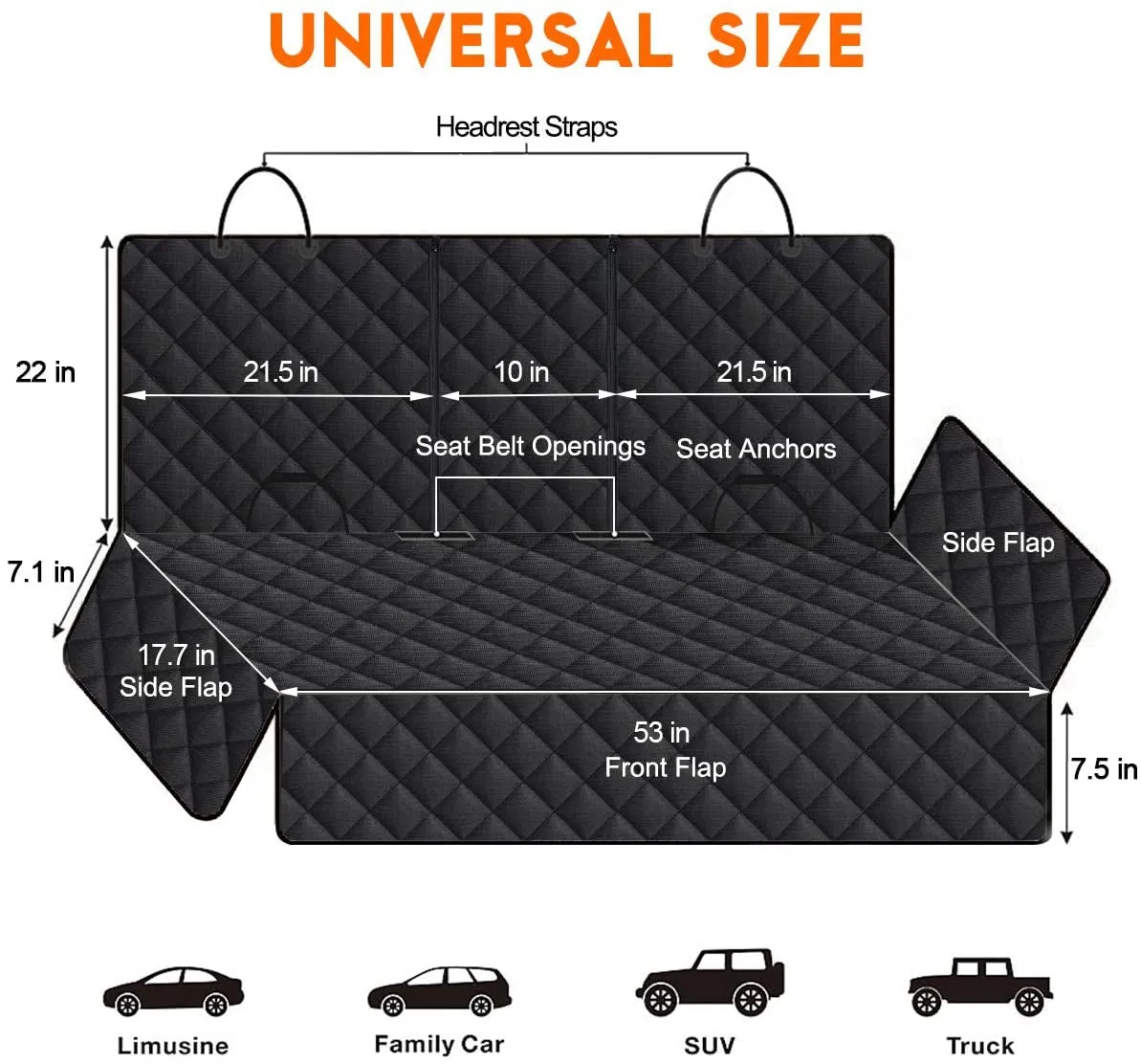 Car Dogs Seat Cars for Car Seat Cover, Reat Most Back Built-in features Suvs - Waterproof Fits for Protector Dog Pet Trucks Seat Seat Seat Bench Armrest Cover, Car Black Cover Cover Non-Slip Middle Offer-ending soon