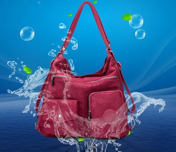 Carly – Crimson Multi-Pocket Crossbody Bag with Adjustable Strap