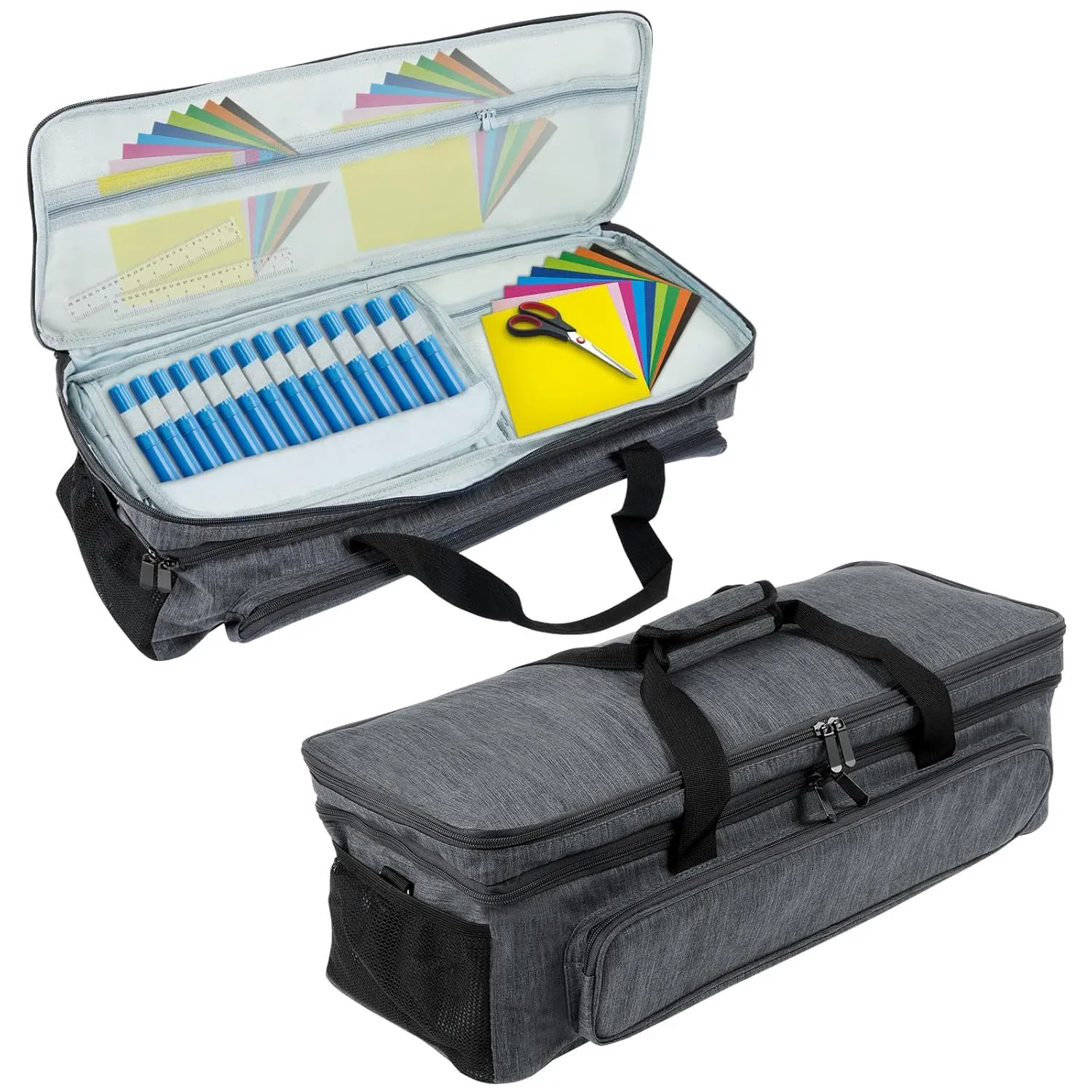 Carrying Case,Die Cut Machine Carrying Bag, Double-Layer Carrying Case,Travel Case Bag with Adjustable Strap for Accessories and Suppliers (Gray)