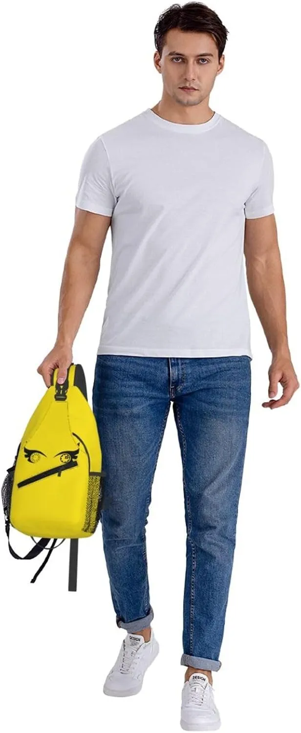 Cartoon Cool Eyes Crossbody Bag Cross Chest Bag Adjustable Sling Backpack Sports Gym Shoulder Bags Travel Cycling Daypack Diagonally Casual Rucksack