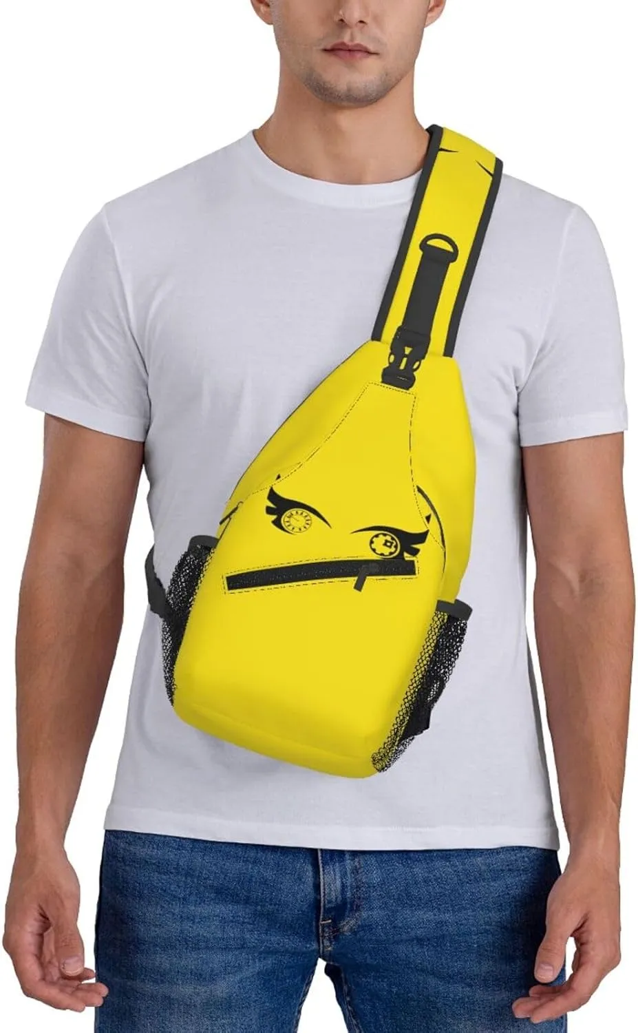 Cartoon Cool Eyes Crossbody Bag Cross Chest Bag Adjustable Sling Backpack Sports Gym Shoulder Bags Travel Cycling Daypack Diagonally Casual Rucksack