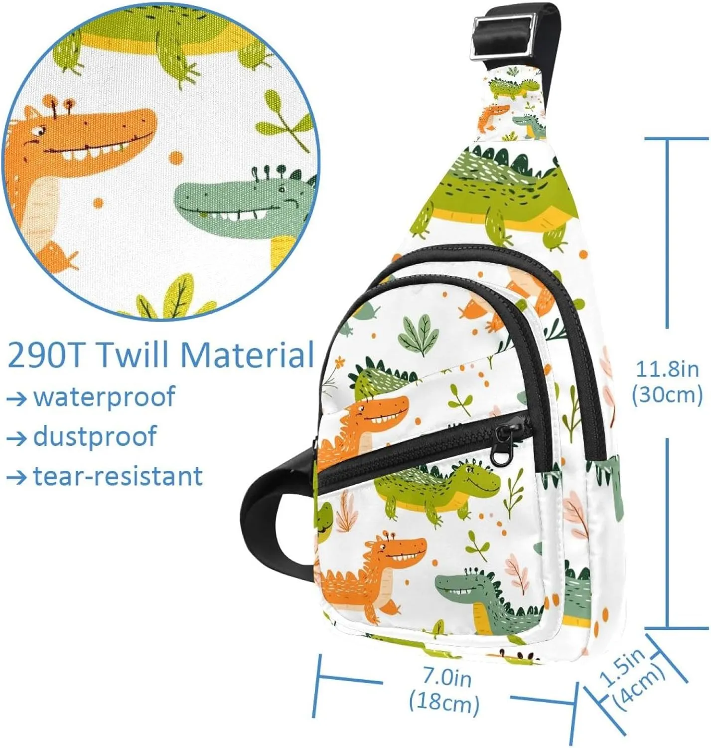 cartoon crocodiles (11) Crossbody Bag with Adjustable Shoulder Strap, Shoulder Bag for Men and Women Sling Backpack for Travel, Cycling, Work, Sport