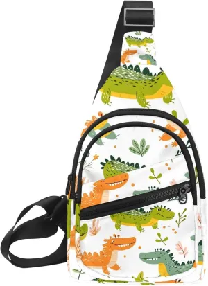 cartoon crocodiles (11) Crossbody Bag with Adjustable Shoulder Strap, Shoulder Bag for Men and Women Sling Backpack for Travel, Cycling, Work, Sport