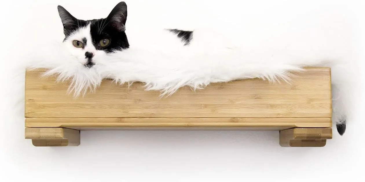 Catastrophic Creations The Nest Cat Bed – Modern Cat Bed – Bamboo Bed for Cats – Warm & Plush Pet Bed – Modular Cat Beds for Indoor Cats – Faux Fur Nap Cat Bed
