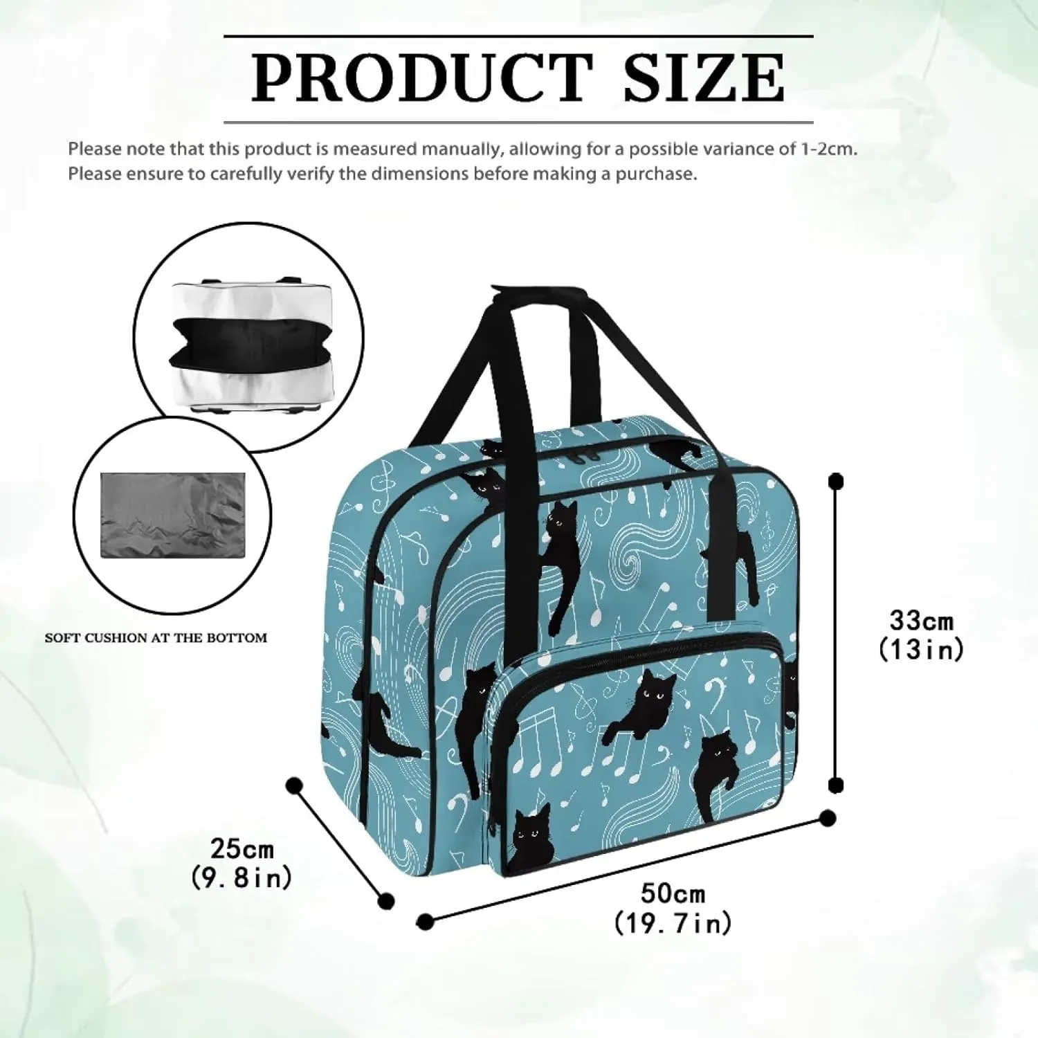 Cats Notes Sewing Bag Large Capacity Sewing Machine Tote Bag Universal Sewing Box Storage Bags for Most Singer, Brother Sewing Machines and Extra Sewing Accessories